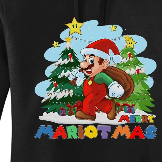 Merry Mariotmas Funny Mario Santa Claus Christmas Women's Pullover Hoodie