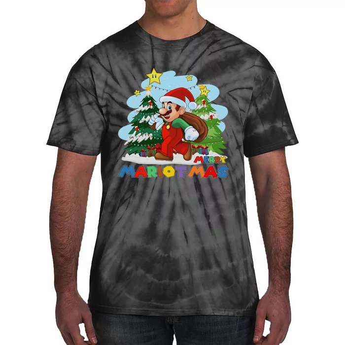 Merry Mariotmas Funny Mario Santa Claus Christmas Tie-Dye T-Shirt