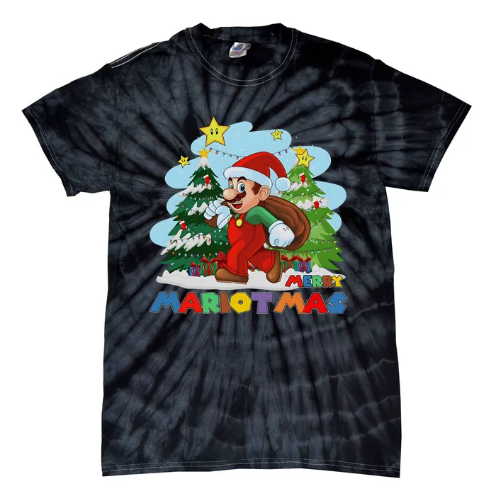 Merry Mariotmas Funny Mario Santa Claus Christmas Tie-Dye T-Shirt