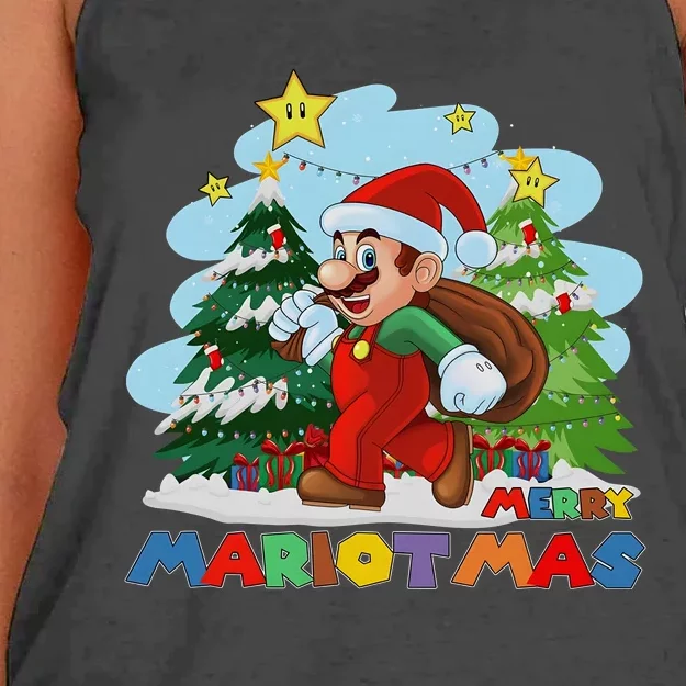 Merry Mariotmas Funny Mario Santa Claus Christmas Women's Knotted Racerback Tank