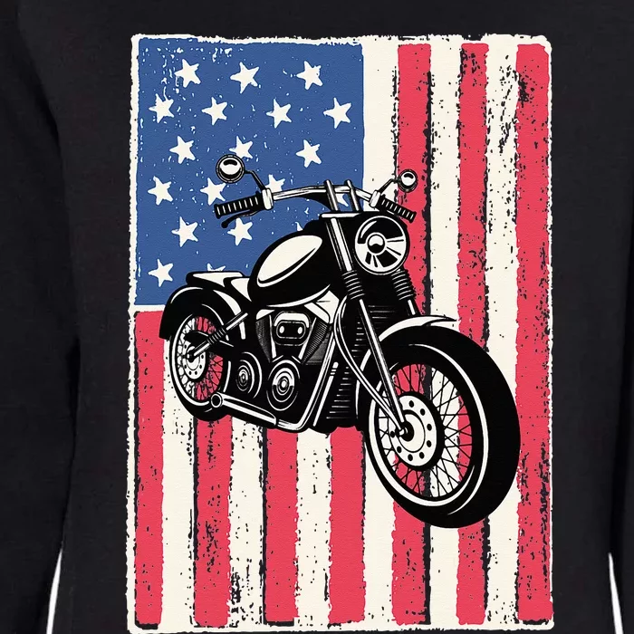 Motorcycle Men Gift Idea Biker American Flag Motorcycle Womens California Wash Sweatshirt