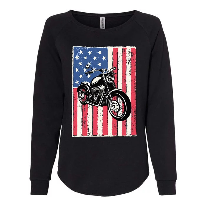 Motorcycle Men Gift Idea Biker American Flag Motorcycle Womens California Wash Sweatshirt