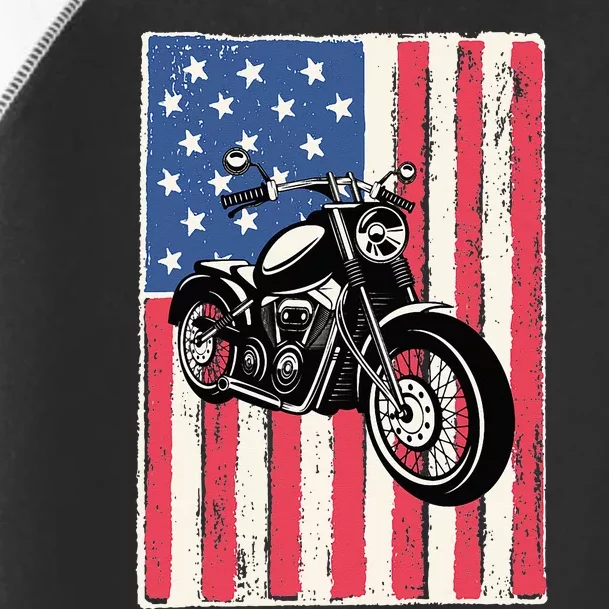 Motorcycle Men Gift Idea Biker American Flag Motorcycle Toddler Fine Jersey T-Shirt