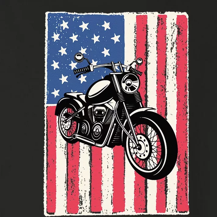 Motorcycle Men Gift Idea Biker American Flag Motorcycle Toddler Long Sleeve Shirt