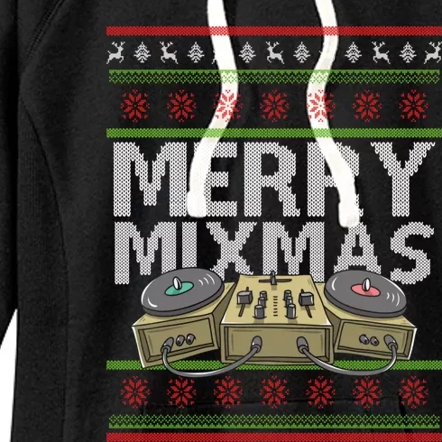 Merry Mixmeaningful Giftmas Santa Dj Christmas Disc Jockey Music Gift Cool Gift Women's Fleece Hoodie