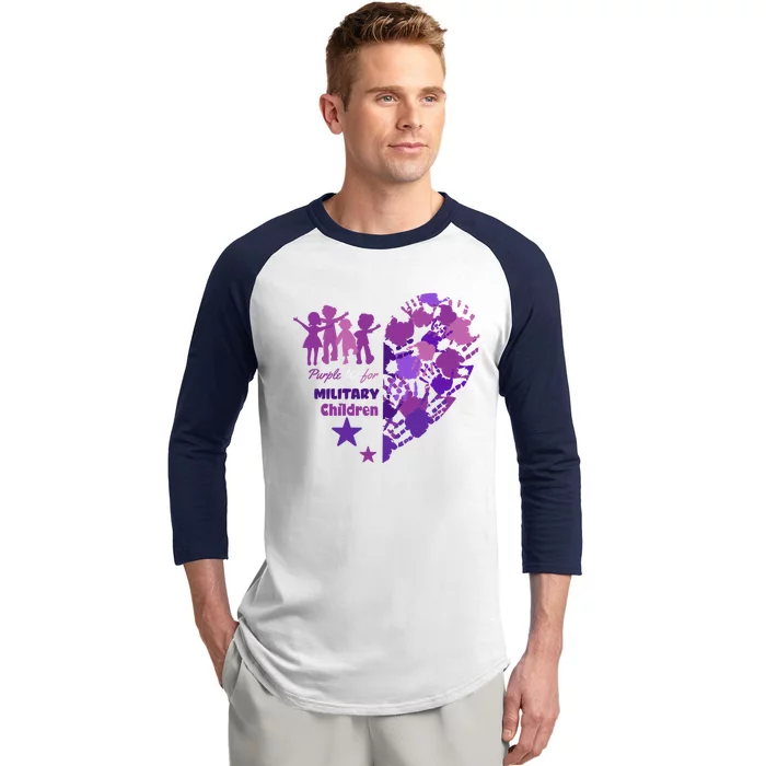 Military Month Great Gift Purple Up Gift Baseball Sleeve Shirt