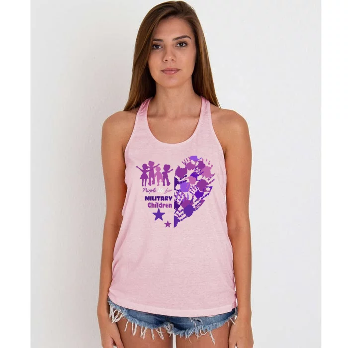 Military Month Great Gift Purple Up Gift Women's Knotted Racerback Tank