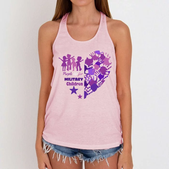 Military Month Great Gift Purple Up Gift Women's Knotted Racerback Tank