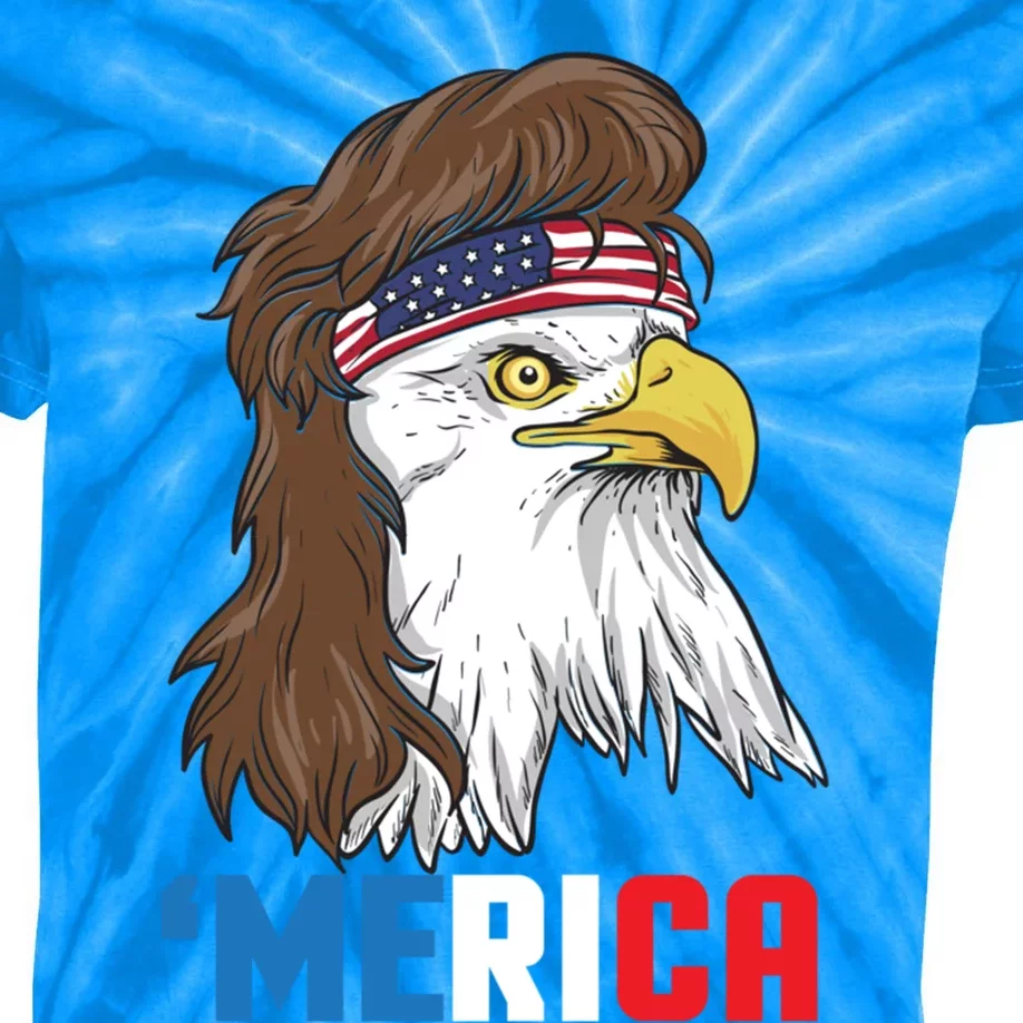 Merica Meaningful Gift Patriotic Mullet Eagle Pride Gift Meaningful Gift Kids Tie-Dye T-Shirt