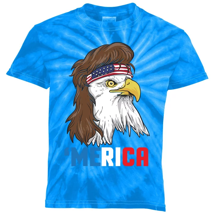 Merica Meaningful Gift Patriotic Mullet Eagle Pride Gift Meaningful Gift Kids Tie-Dye T-Shirt