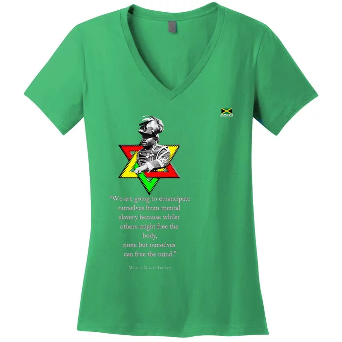 Marcus Mosiah Garvey Quote Jamaican National Hero Women's V-Neck T-Shirt