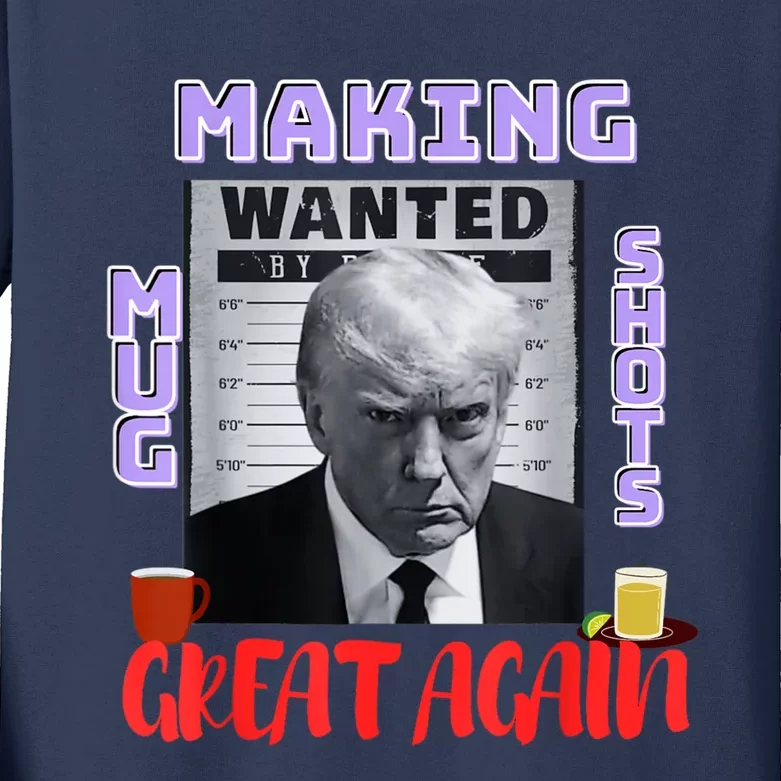 Making Mugshots Great Again Trump 2024 Mugshot President Kids Long Sleeve Shirt