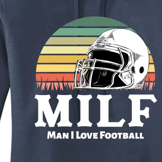 Milf Meaningful Gift I Love Football Helmet Gift Women's Pullover Hoodie