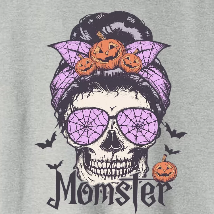 Momster Meaningful Gift Funny Messy Bun Skeleton Spooky Halloween Gift Women's Crop Top Tee