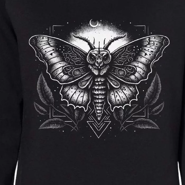 Moth Moon Geometry Heterocera Folkloric Wiccan Nature Goth Womens California Wash Sweatshirt