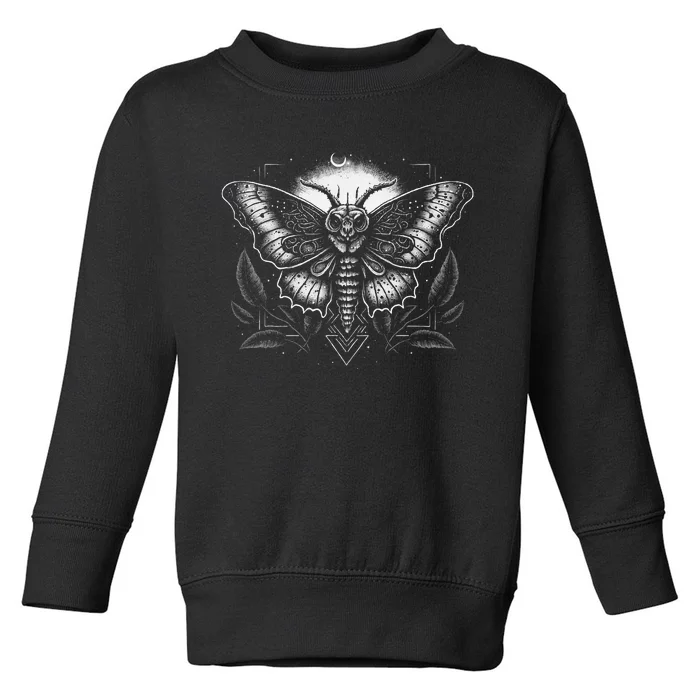 Moth Moon Geometry Heterocera Folkloric Wiccan Nature Goth Toddler Sweatshirt