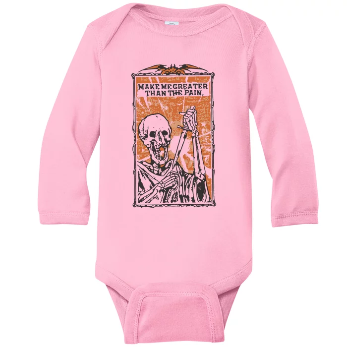 Make Me Greater Than The Pain Baby Long Sleeve Bodysuit