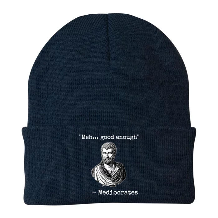 Memes Meh Good Enough Funny Meh Good Enough Mediocrates Demotivational Quote Knit Cap Winter Beanie