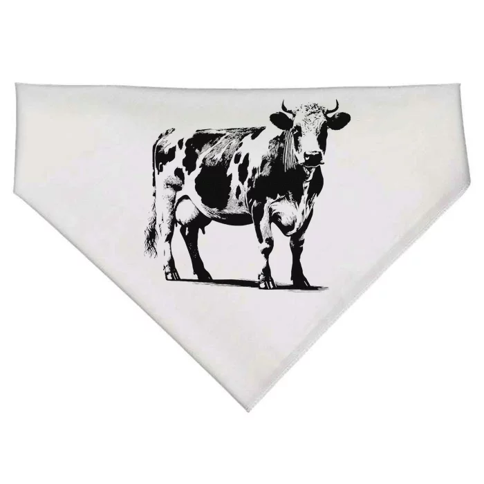 Monochromatic Murray Grey Cattle Farmer Art USA-Made Doggie Bandana