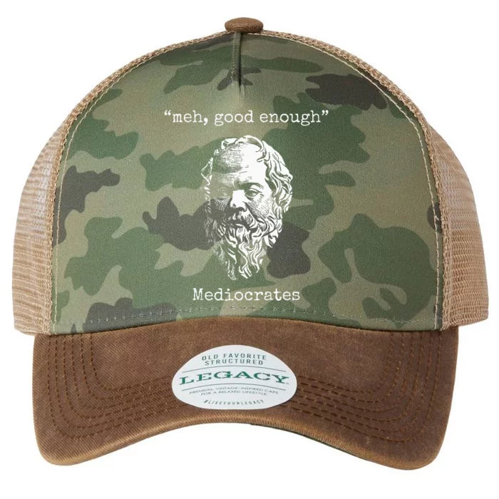 Mediocrates Meh Good Enough Lazy Logic Sloth Wisdom Legacy Tie Dye Trucker Hat