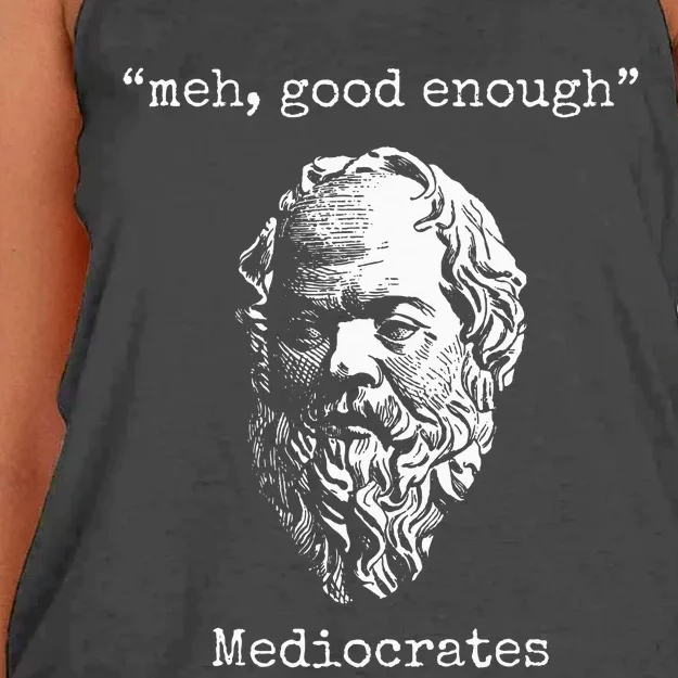 Mediocrates Meh Good Enough Lazy Logic Sloth Wisdom Women's Knotted Racerback Tank