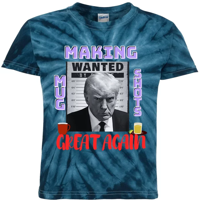 Making Mugshots Great Again Trump 2024 Mugshot President Kids Tie-Dye T-Shirt