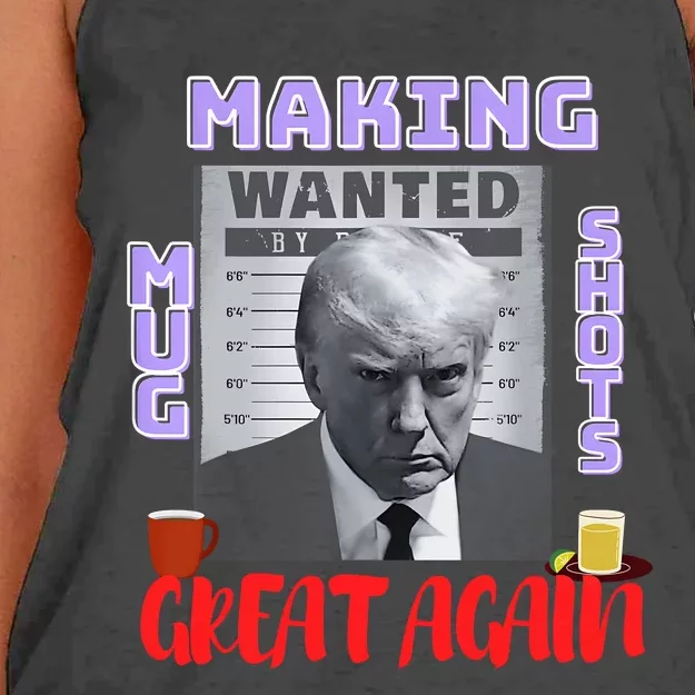 Making Mugshots Great Again Trump 2024 Mugshot President Women's Knotted Racerback Tank