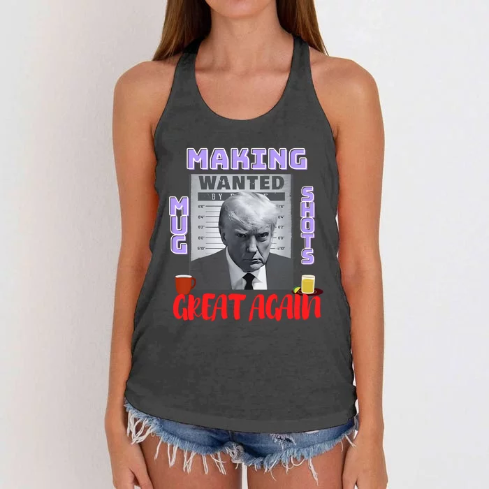 Making Mugshots Great Again Trump 2024 Mugshot President Women's Knotted Racerback Tank