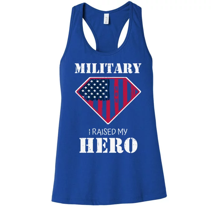 Military Mom Gift I Raised My Hero Gift Mother Of A Soldier Gift Women's Racerback Tank