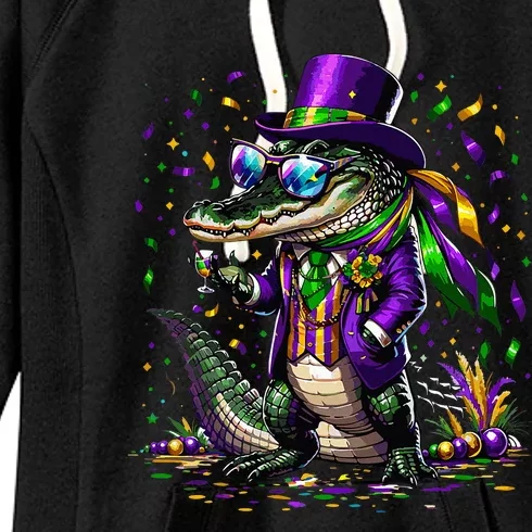 Mardigator Mardi Gras Alligator Costume Mardi Gras Women's Fleece Hoodie