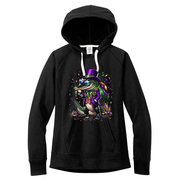 Mardigator Mardi Gras Alligator Costume Mardi Gras Women's Fleece Hoodie