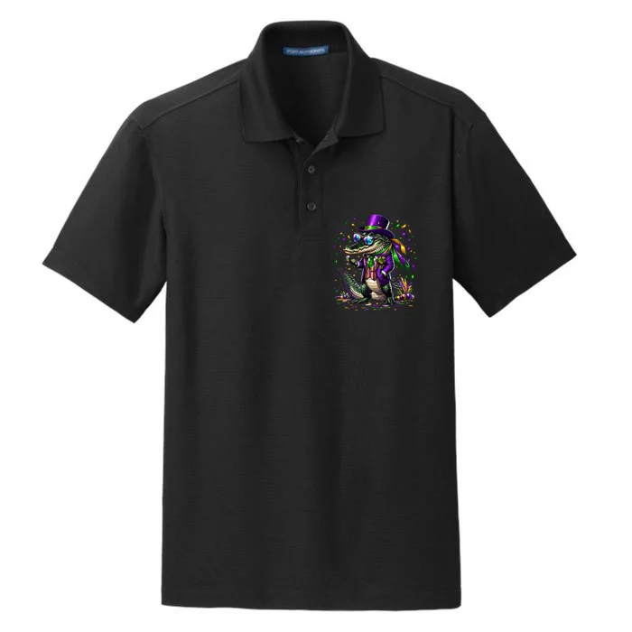 Mardigator Mardi Gras Alligator Costume Mardi Gras Dry Zone Grid Performance Polo