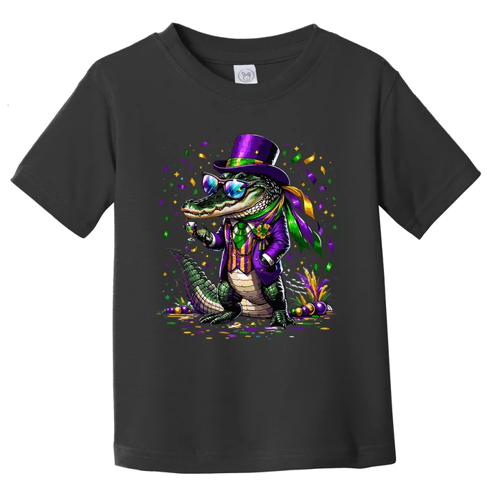 Mardigator Mardi Gras Alligator Costume Mardi Gras Toddler T-Shirt