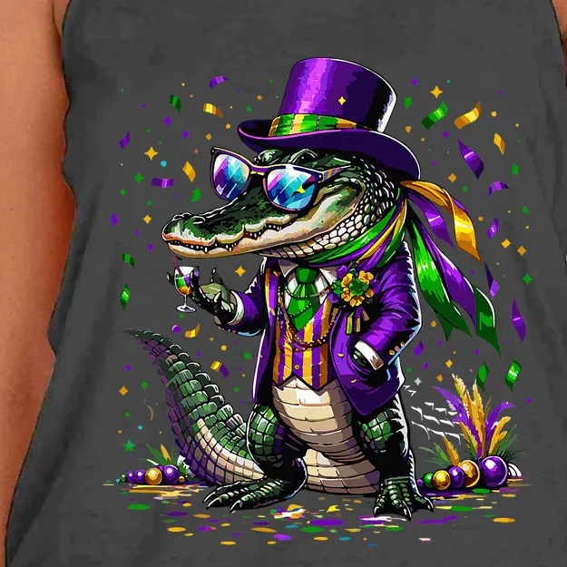 Mardigator Mardi Gras Alligator Costume Mardi Gras Women's Knotted Racerback Tank