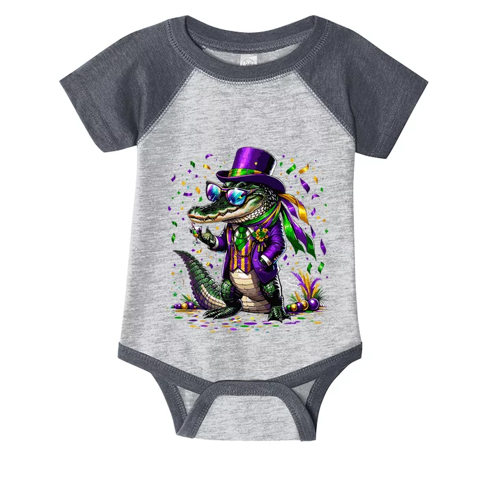 Mardigator Mardi Gras Alligator Costume Mardi Gras Infant Baby Jersey Bodysuit