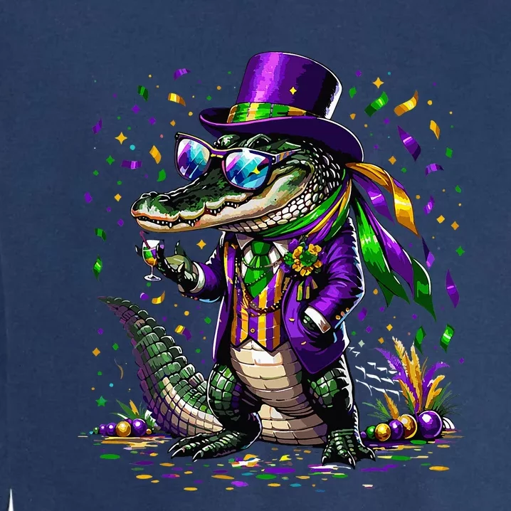 Mardigator Mardi Gras Alligator Costume Mardi Gras Garment-Dyed Sweatshirt