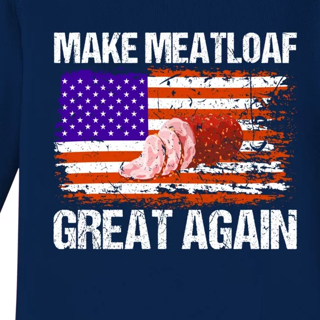 Make Meatloaf Great Again Funny Chef Usa Flag Gift Baby Long Sleeve Bodysuit