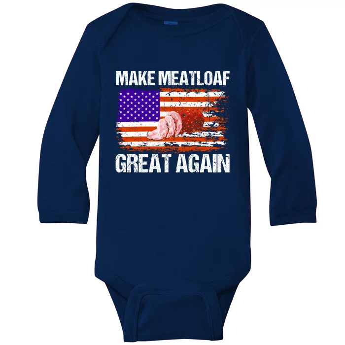 Make Meatloaf Great Again Funny Chef Usa Flag Gift Baby Long Sleeve Bodysuit