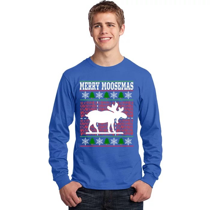 Merry Moosemas Gift Funny Moose Gift Christmas Long Sleeve Shirt