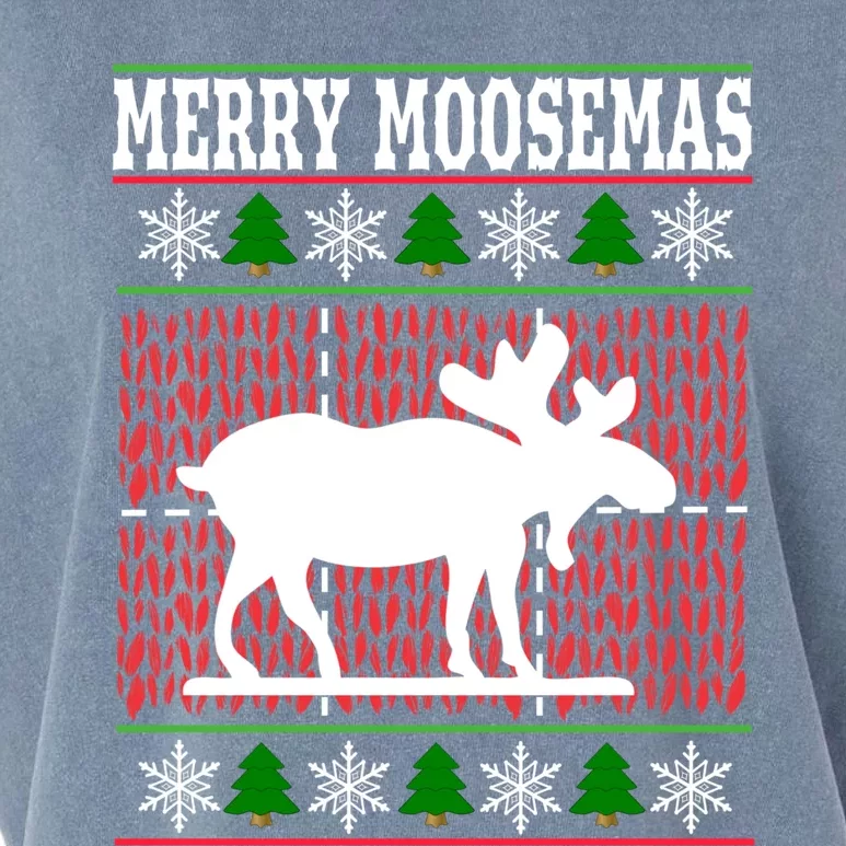 Merry Moosemas Gift Funny Moose Gift Christmas Garment-Dyed Women's Muscle Tee