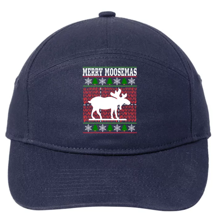 Merry Moosemas Gift Funny Moose Gift Christmas 7-Panel Snapback Hat