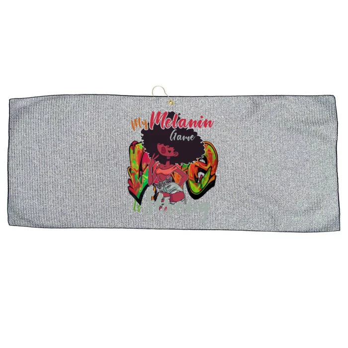 My Melanin Game Is Strong Black History Month Melanin Gift Large Microfiber Waffle Golf Towel