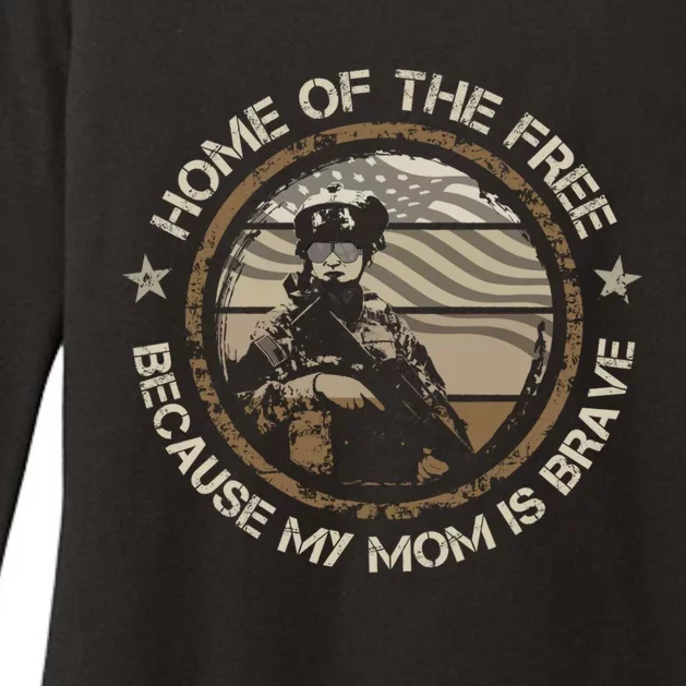 Military Mom Home Of The Free Because My Mom Is Brave Gift Womens CVC Long Sleeve Shirt