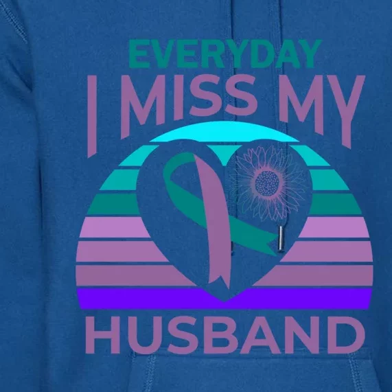 Miss My Husband Heart Sunflower Suicide Awareness Wife Gift Premium Hoodie