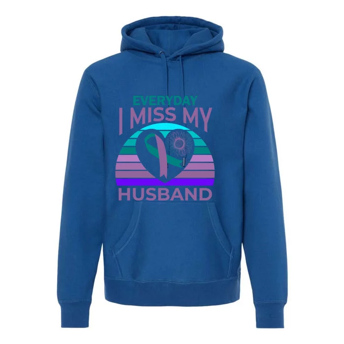 Miss My Husband Heart Sunflower Suicide Awareness Wife Gift Premium Hoodie