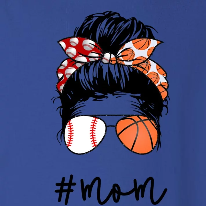 Mom Messy Hair Bun Glasses Baseball Softball Basketball Life Meaningful Gift Toddler Long Sleeve Shirt