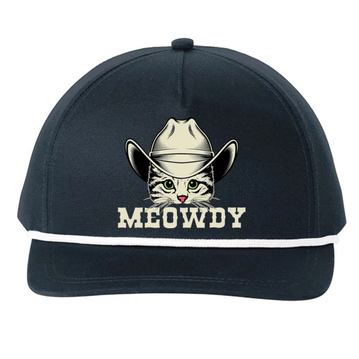 Meowdy Meow Howdy Cowboy Funny Cat Lover Snapback Five-Panel Rope Hat