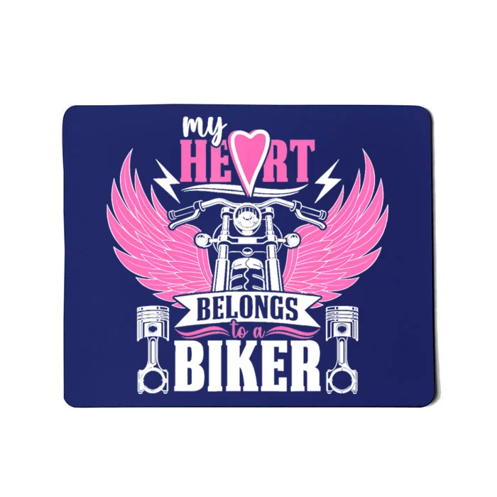 Motorcycle My Heart Belongs To A Biker Girlfriend Wife Mousepad