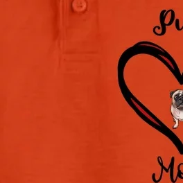 Mops Mama Heart I Love My Pug Mom Great Gift Dry Zone Grid Performance Polo