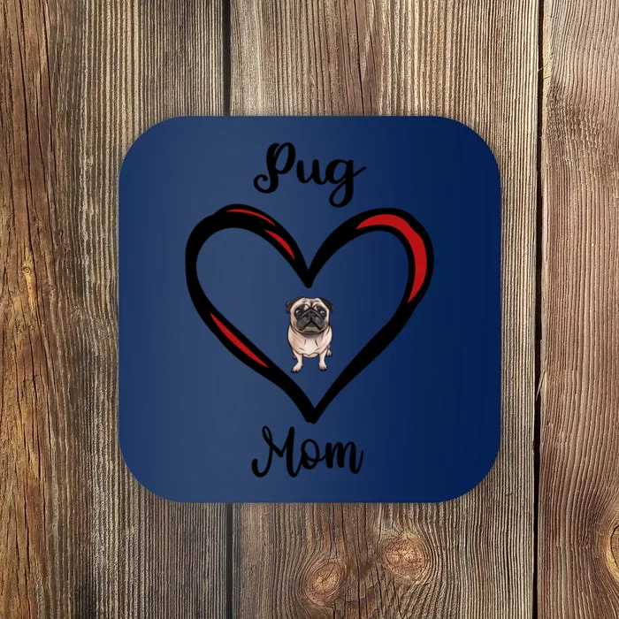 Mops Mama Heart I Love My Pug Mom Great Gift Coaster